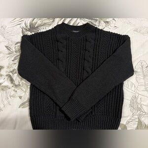 NWOT Large Heavy Knit Black Crew Neck Sweater